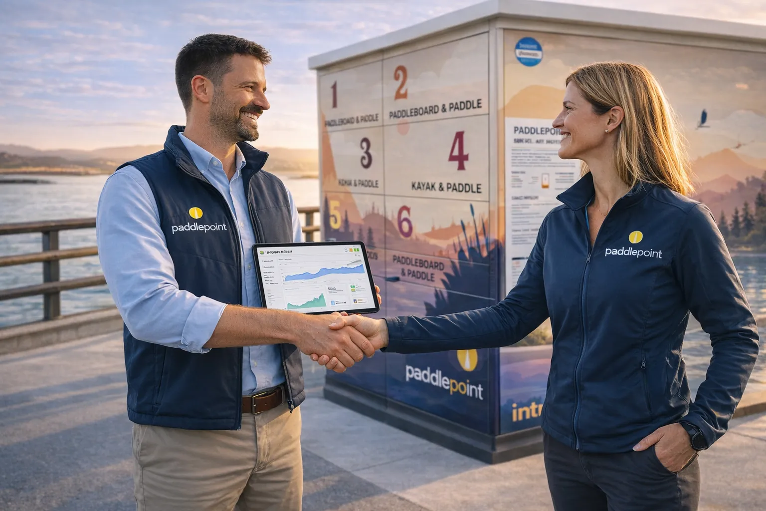 PaddlePoint partners at a waterfront station